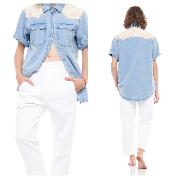 Free People Tops - Free People x Sandrine Rose - NWT Western Short Sleeve Denim Shirt